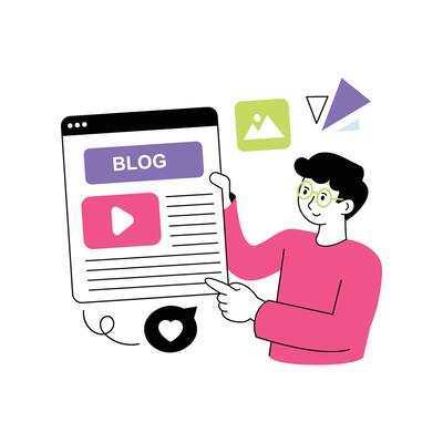 Online Blog Flat Style Design illustration. Stock illustration
