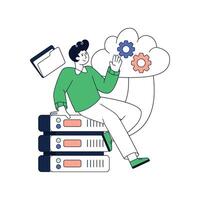 Doing Database Management Flat Style Design illustration. Stock illustration vector