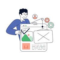 Designer Building New Website Flat Style Design illustration. Stock illustration vector