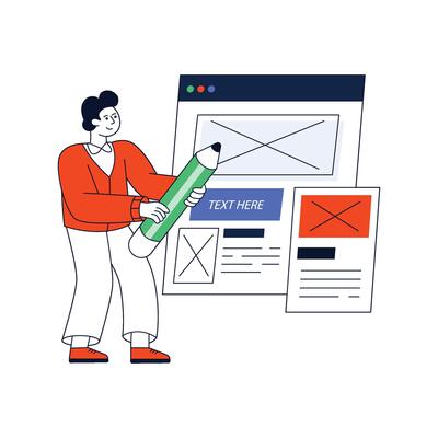 Website Wireframe Flat Style Design illustration. Stock illustration