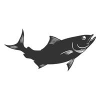 A smooth fish silhouette, featuring streamlined curves and distinct fins, set against a white background, symbolizing aquatic grace and simplicity. vector