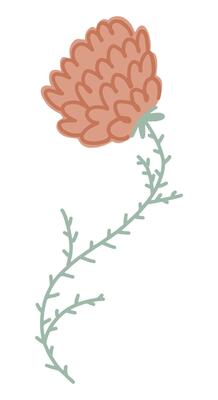 Simple flower doodle. Hand drawn abstract botanical illustration isolated on white.