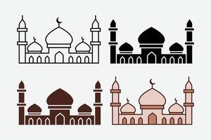 Mosque Icon . Mosque Icon Set. Modern Mosque Illustration Set with Diverse Color Schemes. vector