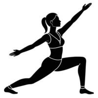 Female yogi practicing low lunge and splits transition with poise vector