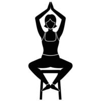 Utkatasana chair yoga pose gracefully performed by fitness woman vector