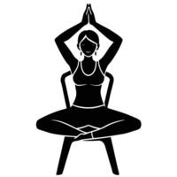 Yoga position revolved chair pose for posture alignment vector