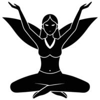 Woman performing firefly yoga pose Tittibhasana on white background vector