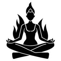 Woman practicing fire log pose Agnistambhasana on white vector