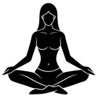 Woman sitting in hero pose practicing mindfulness on white background vector