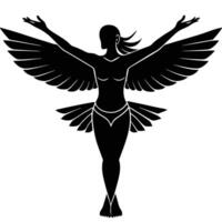 Serene woman practicing crow pose on white background vector