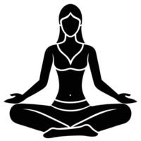 Female yogi meditating in hero pose with calm focus vector