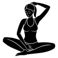Revolved yoga pose head to knee stretch balance vector