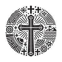 Christian Cross Symbol in Circular Design vector