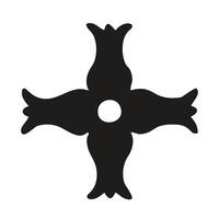 A striking black and white graphic design depicts a Christian cross centered within a circular frame. vector