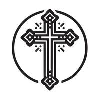 Ornate Christian Cross Design for Religious or Artistic Use vector
