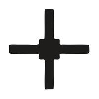 graphic of a road intersection, forming a plus sign, centered within a circular target. vector