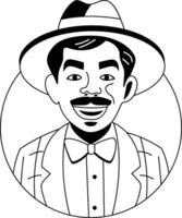 Smiling hispanic character illustration in glyph style vector
