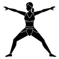 Warrior I pose woman practicing for strength and flexibility vector