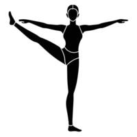 Active woman practicing standing split pose for stretching vector