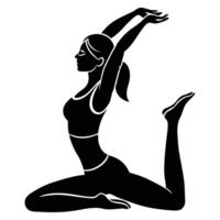 Yoga woman in dynamic upward bound pose stretching muscles vector