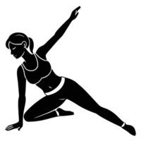 Woman practicing supine arm stretch on white background vector