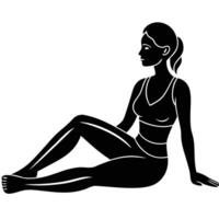 Yoga woman practicing reclined twist variation for core stretch vector