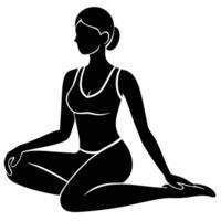Yoga seated twist pose enhancing flexibility and core strength vector