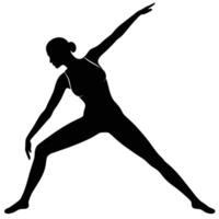 Yoga woman transitioning into Extended Side Angle pose vector
