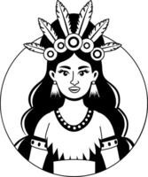 Mayan priestess character illustration in glyph style vector