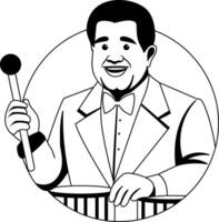A glyph illustration of a drummer character vector