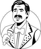Singing character illustration in glyph style vector