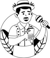 A glyph illustration of singing character vector