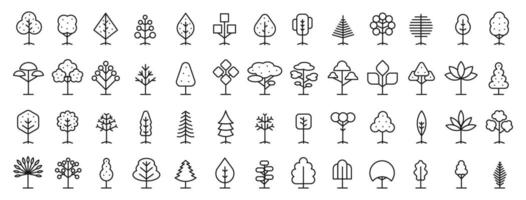 Outline Tree Collection. Minimalist Linear Icons for Geometric Nature Projects, graphics vector