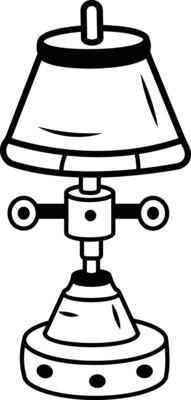 Table lamp icon in doodle style