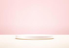 Pink background 3d with white podium space for selling products, backdrop, wallpaper, background, text. Empty white studio room background. illustration. vector