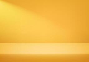 Empty yellow studio background. Empty Room Studio with table. Space for selling products, backdrop, wallpaper, background, text. Gradient table. illustration. vector