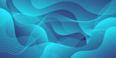 Bright blue geometric business banner design. Creative banner design with wave shape and line background for template. Simple horizontal banner. Eps10 vector