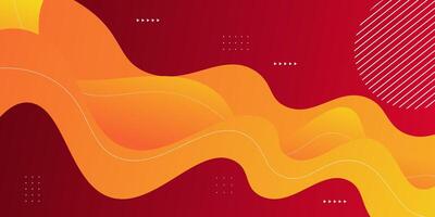 Yellow wave 3D shape on bright red background. Simple gradient texture background design. Eps 10 vector