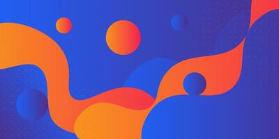 Colorful wave 3D shapes on bright background. Simple orange and blue gradient texture background design. vector