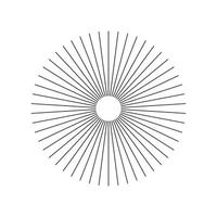 Radial circle lines. Spokes with radiating stripes. Circular lines icon. Symbol of Sun star rays. Flat design element layout. Abstract illusion geometric shape mockup. vector