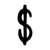 Hand drawn dollar currency symbol. Brush stroke doodle. Single element for design 5 vector