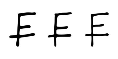 Hand drawn swiss franc currency symbol set Brush stroke doodle Single element for design 5 vector