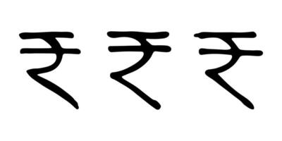 Hand drawn rupee currency symbol set Brush stroke doodle Single element for design 5 vector