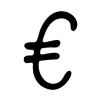 Hand drawn euro currency symbol. Brush stroke doodle. Single element for design 5 vector