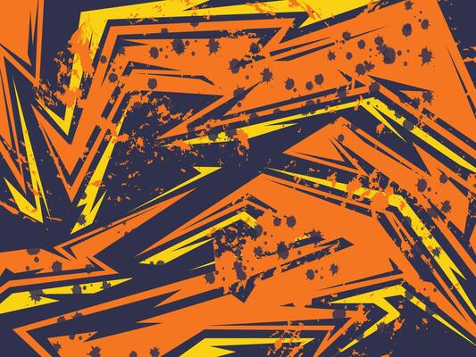 Dynamic Abstract Pattern of Orange and Yellow with Bold Spikes and Splatter