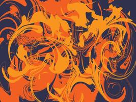 Abstract Orange and Black Swirling Pattern Design with Curved Brush Strokes vector