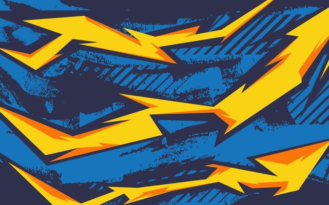 Bold Abstract Lightning Bolt Pattern in Vibrant Blue and Yellow Colors