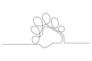 Dog paw single line drawing art design vector