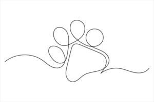 Dog paw single line drawing art of isolated outline illustration vector