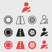 Safety Icon Set. Symbol of Drive road side icon Set Background vector